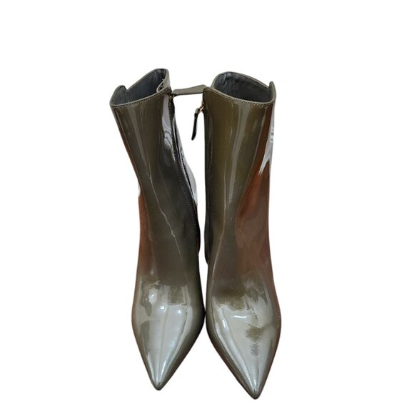 J. Crew Women size 8.5 Khaki Patent Leather Shoe High-Heel Ankle Boot AE854 - Picture 3 of 12